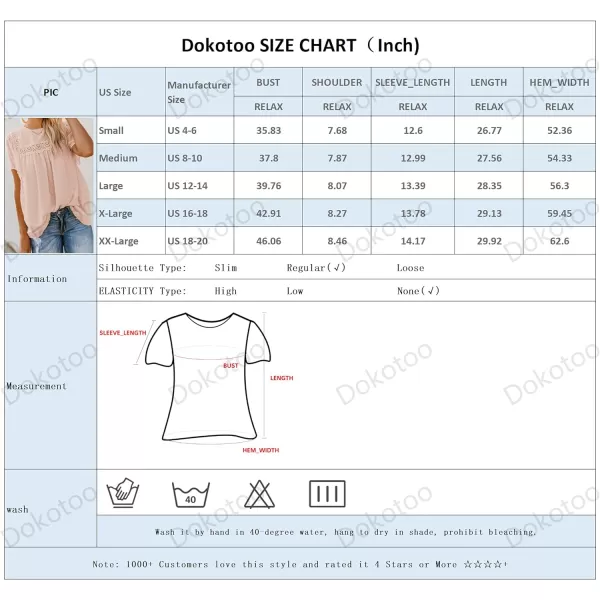 Dokotoo Womens Crewneck Lace Crochet Pom Pom Flowy Short Sleeve Casual Shirts Blouses Tops