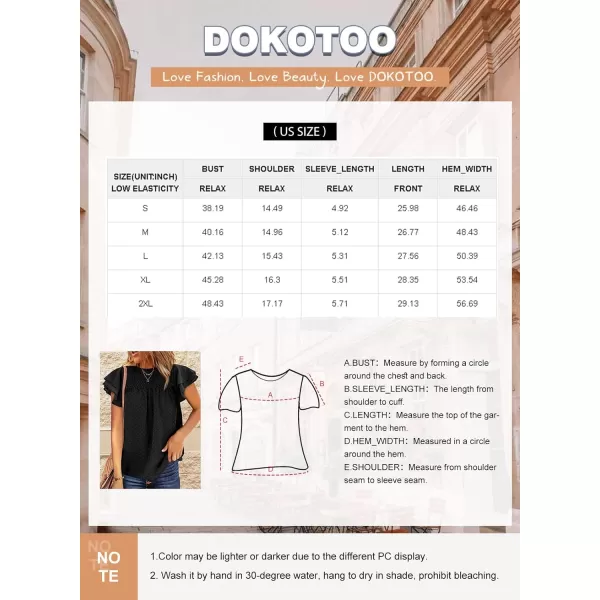 Dokotoo Womens Crewneck Lace Crochet Pom Pom Flowy Short Sleeve Casual Shirts Blouses Tops