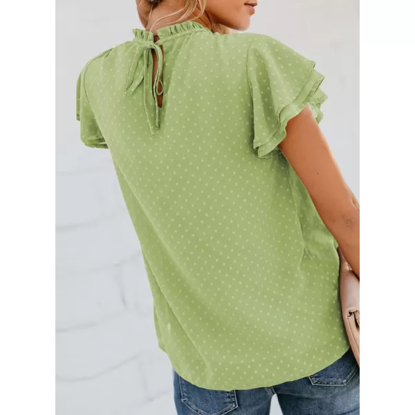 Dokotoo Womens Crewneck Lace Crochet Pom Pom Flowy Short Sleeve Casual Shirts Blouses Tops