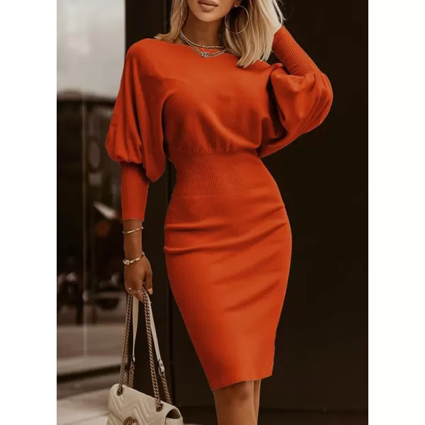 Dokotoo Women's Elegant Off Shoulder Long Lantern Sleeve Sweater Dress Elastic Waist Bodycon Mini Dresses