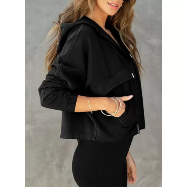 Dokotoo Womens Fall Fashion 2023 Zip Up Cropped Hoodies FLeece Bomber Jackets Y2K Sweatshirt with Pockets