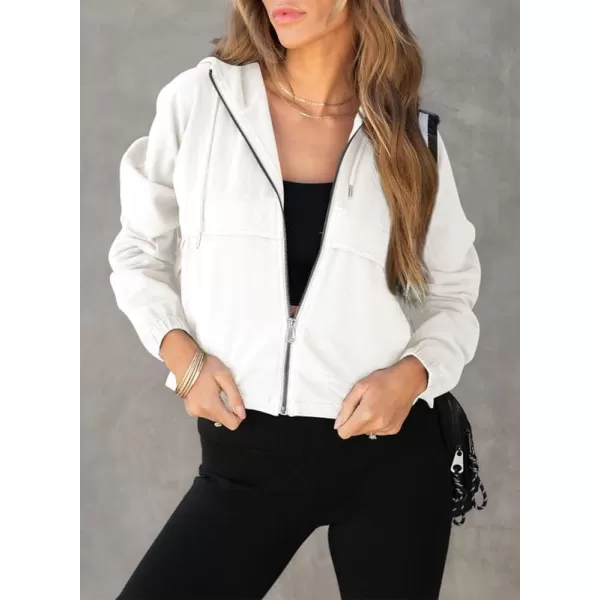 Dokotoo Womens Fall Fashion 2023 Zip Up Cropped Hoodies FLeece Bomber Jackets Y2K Sweatshirt with Pockets