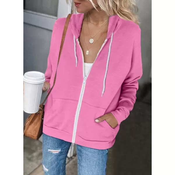Dokotoo Women's Full Zip Up Hoodie Long Sleeve Hooded Sweatshirts Pockets Jacket Coat for Women