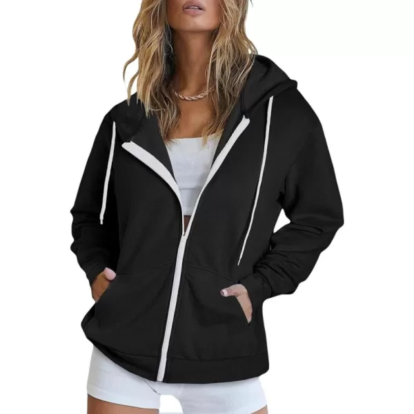 Dokotoo Women's Full Zip Up Hoodie Long Sleeve Hooded Sweatshirts Pockets Jacket Coat for Women