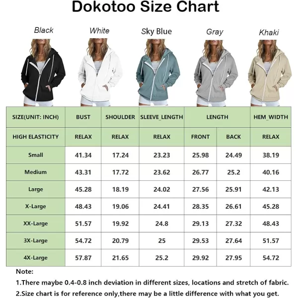Dokotoo Women's Full Zip Up Hoodie Long Sleeve Hooded Sweatshirts Pockets Jacket Coat for Women