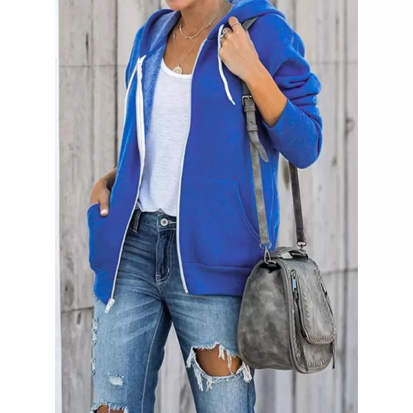 Dokotoo Women's Full Zip Up Hoodie Long Sleeve Hooded Sweatshirts Pockets Jacket Coat for Women