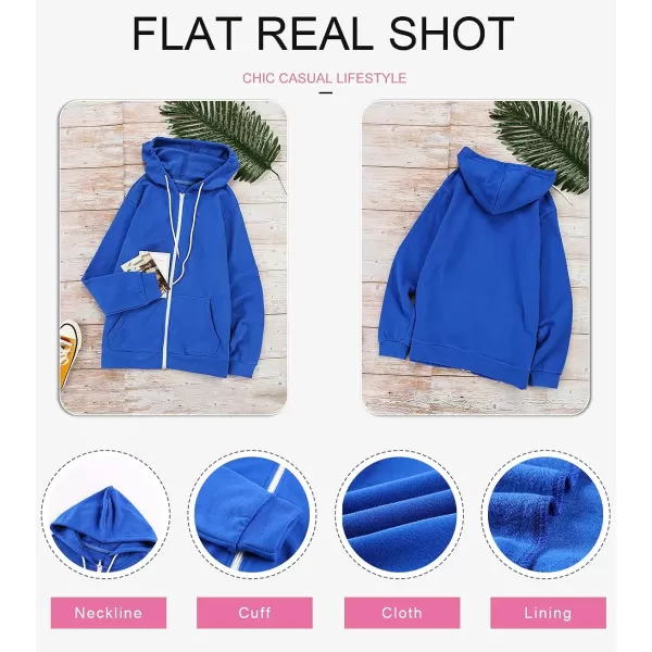 Dokotoo Women's Full Zip Up Hoodie Long Sleeve Hooded Sweatshirts Pockets Jacket Coat for Women