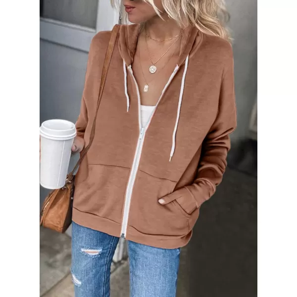 Dokotoo Women's Full Zip Up Hoodie Long Sleeve Hooded Sweatshirts Pockets Jacket Coat for Women
