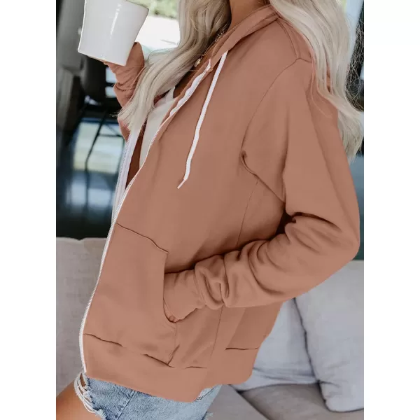Dokotoo Women's Full Zip Up Hoodie Long Sleeve Hooded Sweatshirts Pockets Jacket Coat for Women