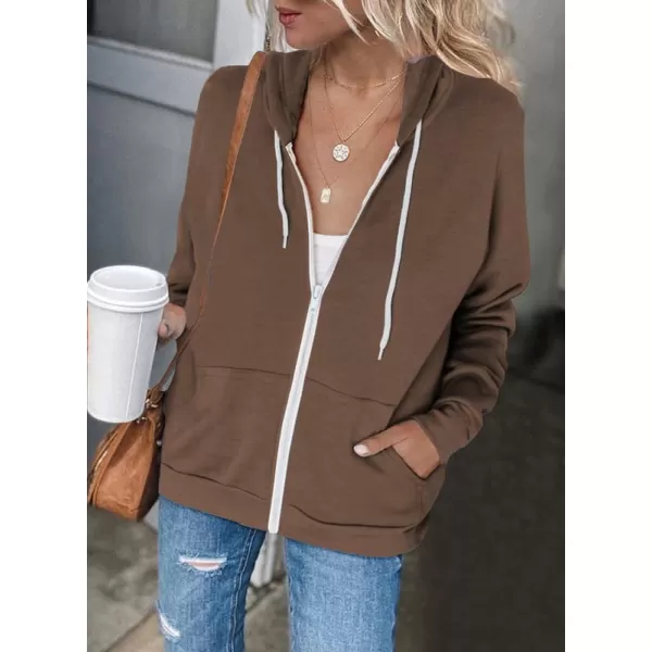 Dokotoo Women's Full Zip Up Hoodie Long Sleeve Hooded Sweatshirts Pockets Jacket Coat for Women