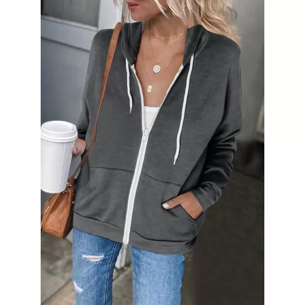 Dokotoo Women's Full Zip Up Hoodie Long Sleeve Hooded Sweatshirts Pockets Jacket Coat for Women