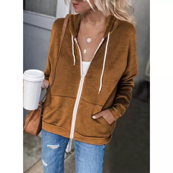Dokotoo Women's Full Zip Up Hoodie Long Sleeve Hooded Sweatshirts Pockets Jacket Coat for Women