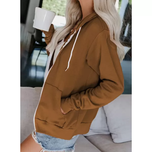 Dokotoo Women's Full Zip Up Hoodie Long Sleeve Hooded Sweatshirts Pockets Jacket Coat for Women