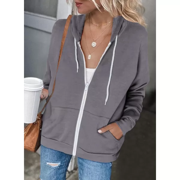 Dokotoo Women's Full Zip Up Hoodie Long Sleeve Hooded Sweatshirts Pockets Jacket Coat for Women