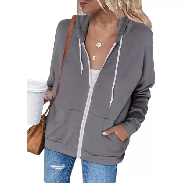 Dokotoo Women's Full Zip Up Hoodie Long Sleeve Hooded Sweatshirts Pockets Jacket Coat for Women