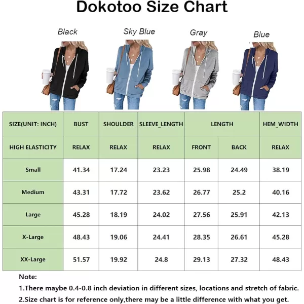 Dokotoo Women's Full Zip Up Hoodie Long Sleeve Hooded Sweatshirts Pockets Jacket Coat for Women