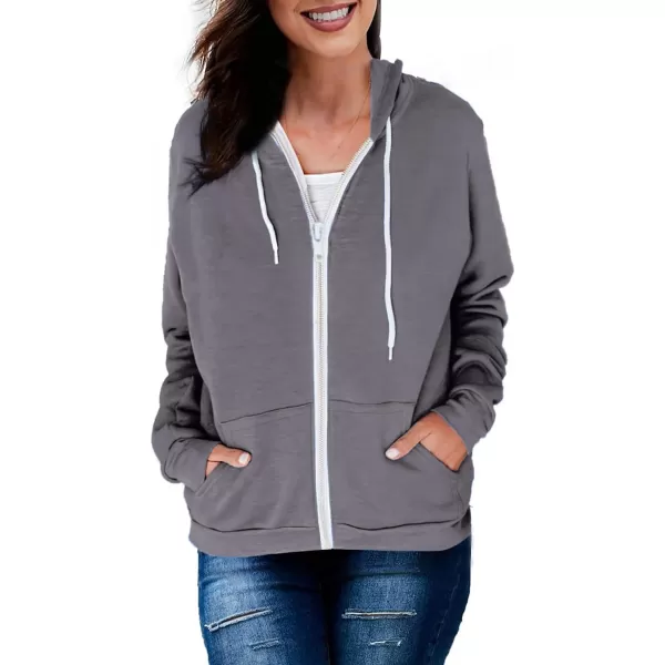 Dokotoo Women's Full Zip Up Hoodie Long Sleeve Hooded Sweatshirts Pockets Jacket Coat for Women