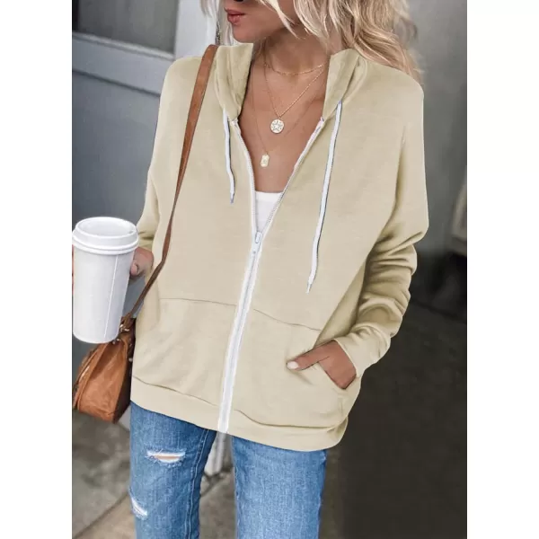 Dokotoo Women's Full Zip Up Hoodie Long Sleeve Hooded Sweatshirts Pockets Jacket Coat for Women