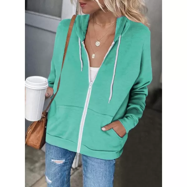 Dokotoo Women's Full Zip Up Hoodie Long Sleeve Hooded Sweatshirts Pockets Jacket Coat for Women