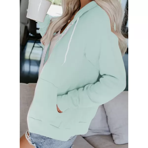 Dokotoo Women's Full Zip Up Hoodie Long Sleeve Hooded Sweatshirts Pockets Jacket Coat for Women