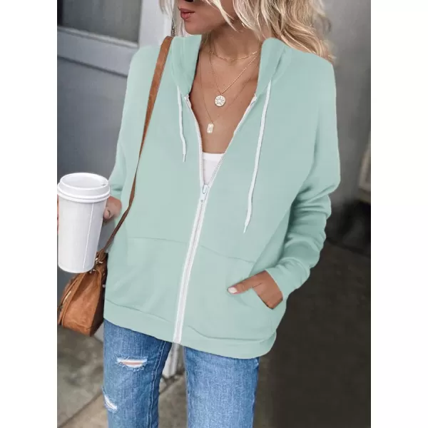 Dokotoo Women's Full Zip Up Hoodie Long Sleeve Hooded Sweatshirts Pockets Jacket Coat for Women