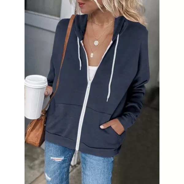 Dokotoo Women's Full Zip Up Hoodie Long Sleeve Hooded Sweatshirts Pockets Jacket Coat for Women