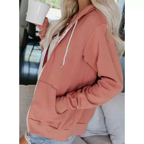 Dokotoo Women's Full Zip Up Hoodie Long Sleeve Hooded Sweatshirts Pockets Jacket Coat for Women