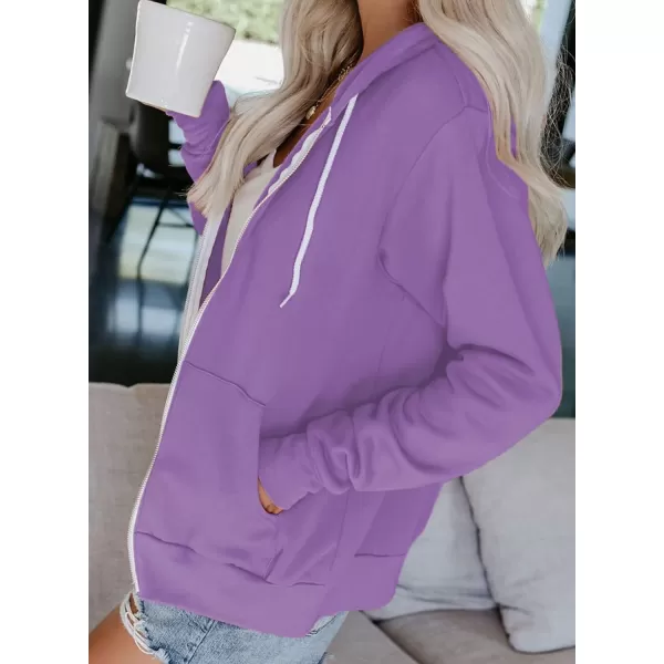 Dokotoo Women's Full Zip Up Hoodie Long Sleeve Hooded Sweatshirts Pockets Jacket Coat for Women