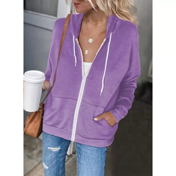 Dokotoo Women's Full Zip Up Hoodie Long Sleeve Hooded Sweatshirts Pockets Jacket Coat for Women