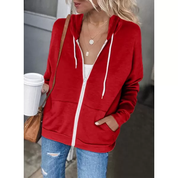 Dokotoo Women's Full Zip Up Hoodie Long Sleeve Hooded Sweatshirts Pockets Jacket Coat for Women