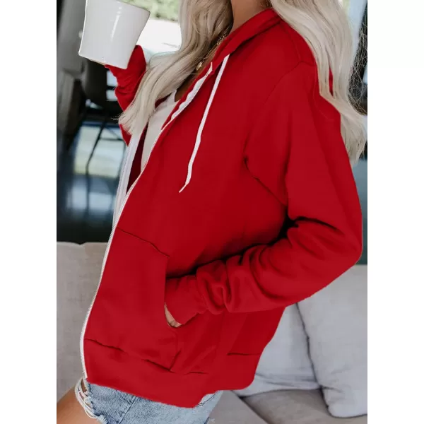 Dokotoo Women's Full Zip Up Hoodie Long Sleeve Hooded Sweatshirts Pockets Jacket Coat for Women