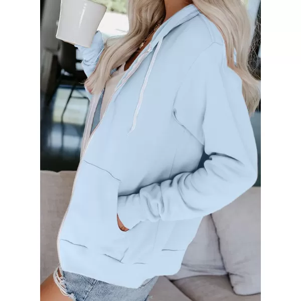 Dokotoo Women's Full Zip Up Hoodie Long Sleeve Hooded Sweatshirts Pockets Jacket Coat for Women