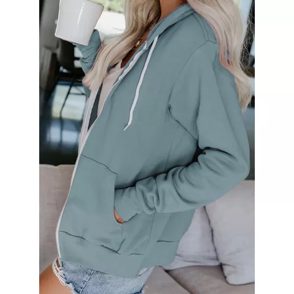 Dokotoo Women's Full Zip Up Hoodie Long Sleeve Hooded Sweatshirts Pockets Jacket Coat for Women