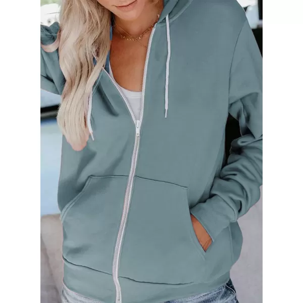 Dokotoo Women's Full Zip Up Hoodie Long Sleeve Hooded Sweatshirts Pockets Jacket Coat for Women