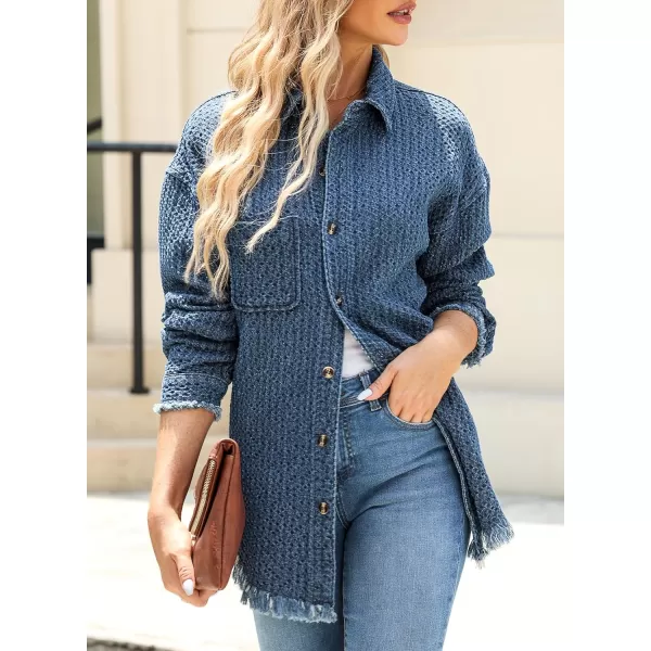 Dokotoo Women's Jean Jackets Button Down Distressed Denim Jacket Casual Long Boyfriend Coats Outwear