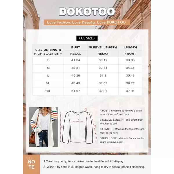 Dokotoo Women's Long Open Front Cardigans Striped Color Block Loose Knit Sweaters Outwear Coat