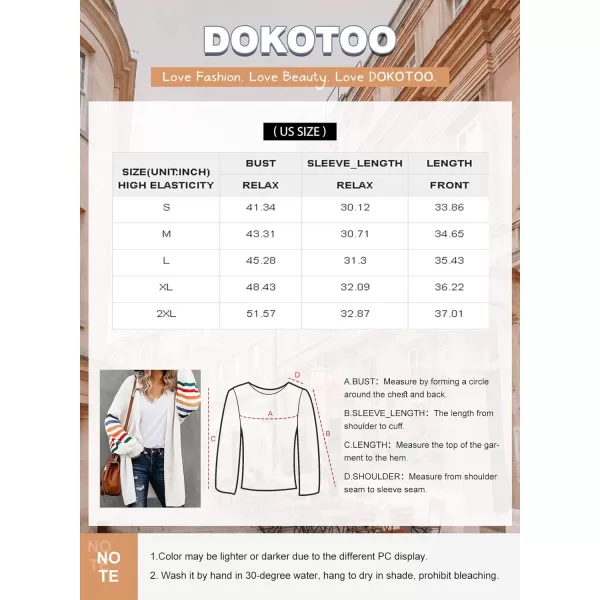 Dokotoo Women's Long Open Front Cardigans Striped Color Block Loose Knit Sweaters Outwear Coat