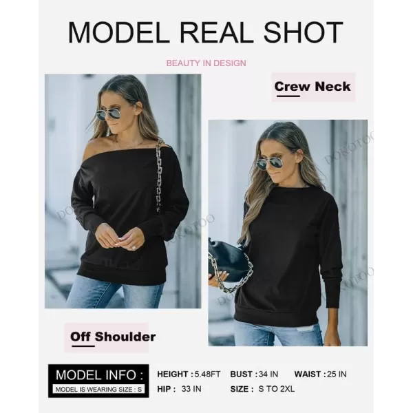 Dokotoo Women's Off The Shoulder Batwing Long Sleeve Sweatshirt Casual Loose Pullover Tops
