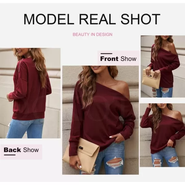 Dokotoo Women's Off The Shoulder Batwing Long Sleeve Sweatshirt Casual Loose Pullover Tops