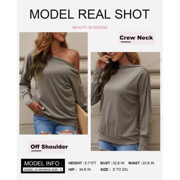 Dokotoo Women's Off The Shoulder Batwing Long Sleeve Sweatshirt Casual Loose Pullover Tops