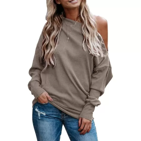 Dokotoo Women's Off The Shoulder Batwing Long Sleeve Sweatshirt Casual Loose Pullover Tops