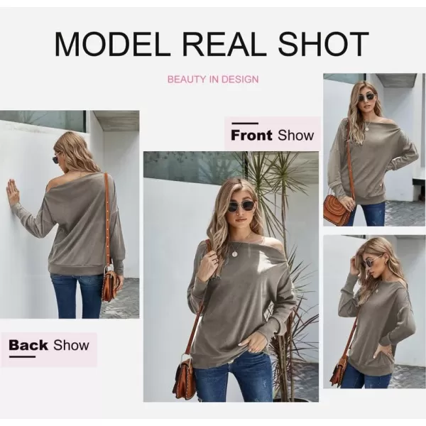 Dokotoo Women's Off The Shoulder Batwing Long Sleeve Sweatshirt Casual Loose Pullover Tops