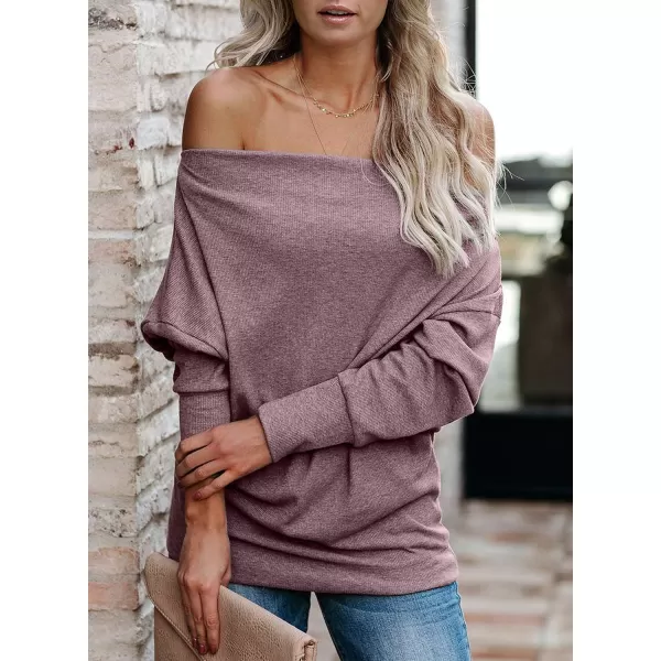 Dokotoo Women's Off The Shoulder Batwing Long Sleeve Sweatshirt Casual Loose Pullover Tops