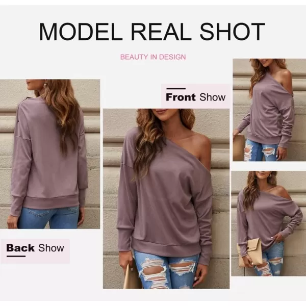 Dokotoo Women's Off The Shoulder Batwing Long Sleeve Sweatshirt Casual Loose Pullover Tops