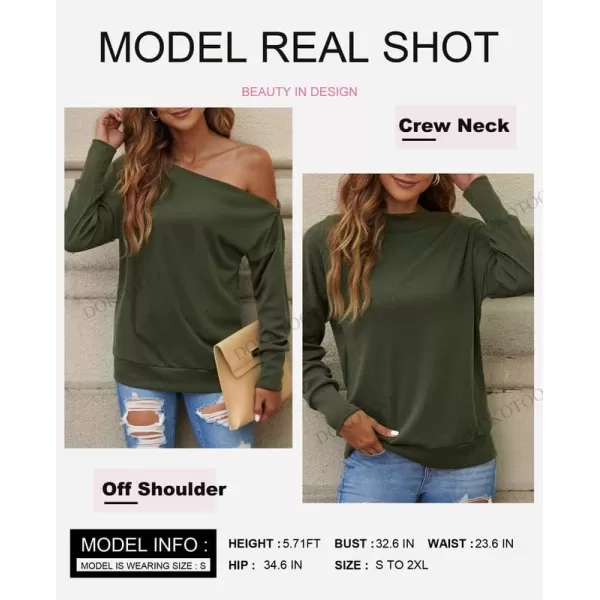 Dokotoo Women's Off The Shoulder Batwing Long Sleeve Sweatshirt Casual Loose Pullover Tops