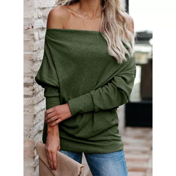Dokotoo Women's Off The Shoulder Batwing Long Sleeve Sweatshirt Casual Loose Pullover Tops