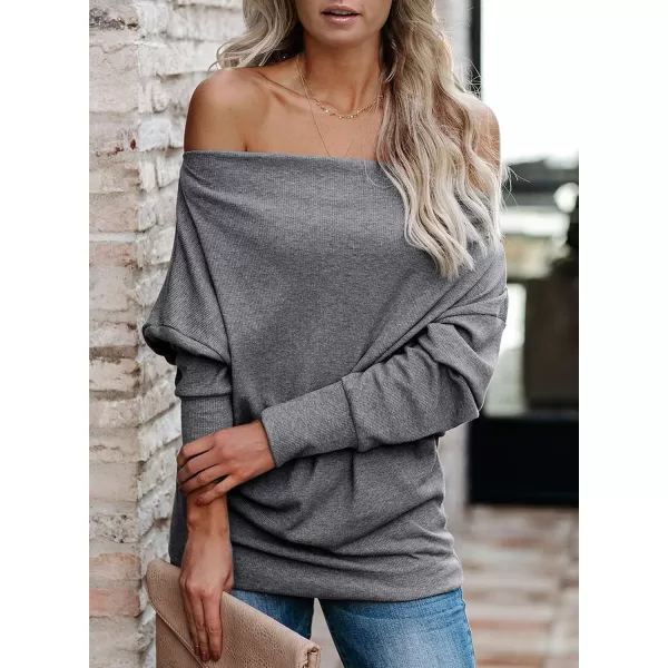 Dokotoo Women's Off The Shoulder Batwing Long Sleeve Sweatshirt Casual Loose Pullover Tops
