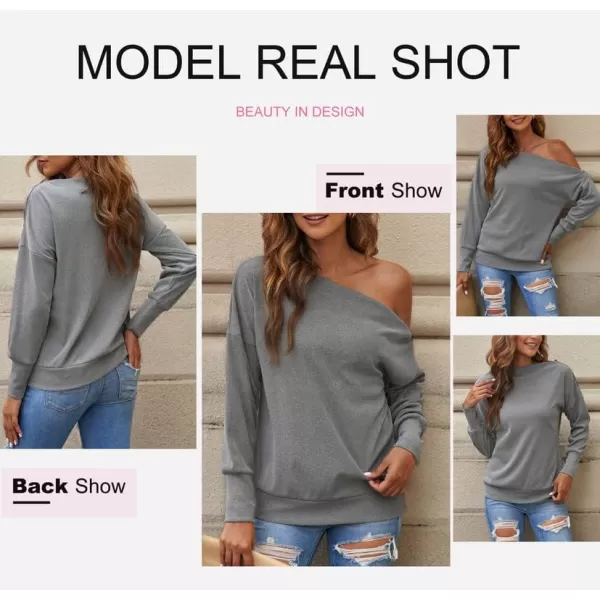 Dokotoo Women's Off The Shoulder Batwing Long Sleeve Sweatshirt Casual Loose Pullover Tops