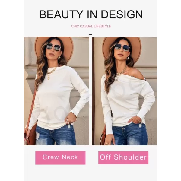 Dokotoo Women's Off The Shoulder Batwing Long Sleeve Sweatshirt Casual Loose Pullover Tops