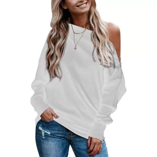Dokotoo Women's Off The Shoulder Batwing Long Sleeve Sweatshirt Casual Loose Pullover Tops